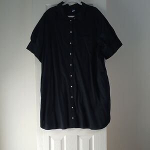 Old Navy Black Casual Minimalist Normcore Neutral Short Sleeve Shirt Dress 3X